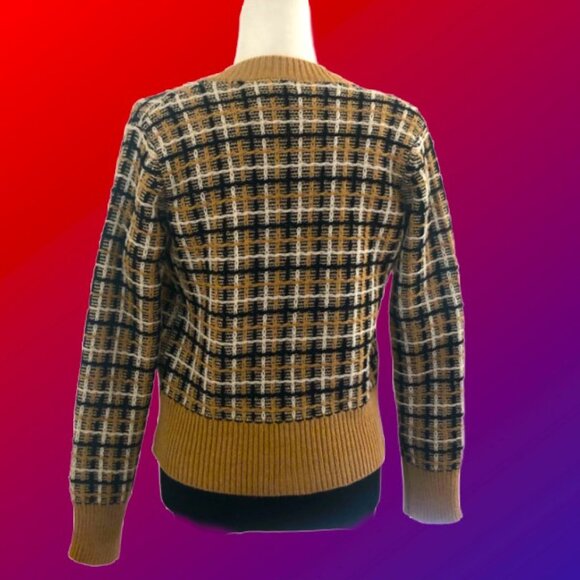 B. YU Textured Tweed Cardigan Cream Black White Made Italy Size S Excellent Cond - Picture 3 of 6